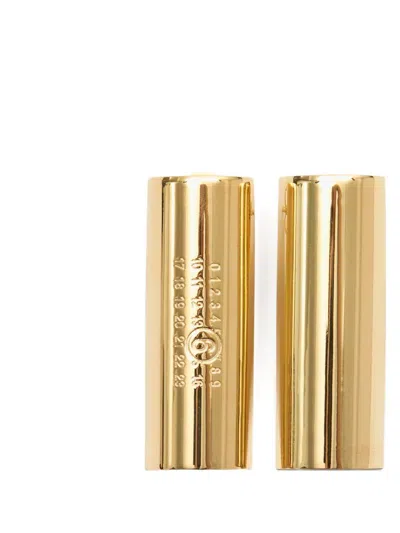 Mm6 Maison Margiela Golden Earrings With Logo Engraving