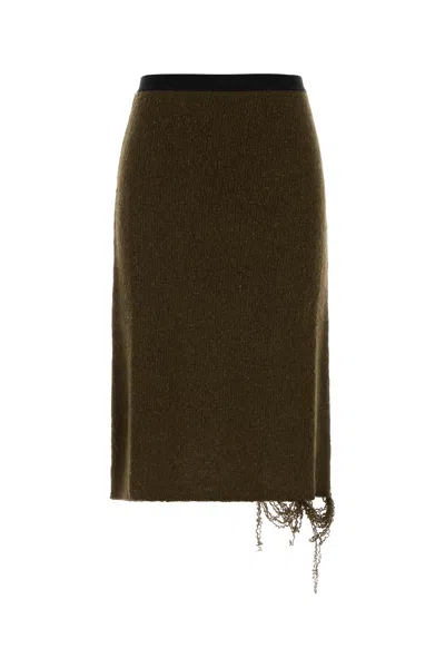 Mm6 Maison Margiela Mud Wool Blend Skirt In Green