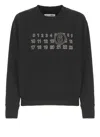 Mm6 Maison Margiela Graphic Black Cotton Sweatshirt With Contrasting Numeric Logo In Black