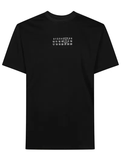 MM6 MAISON MARGIELA GRAPHIC BLACK T-SHIRT WITH CIRCULAR MOTIF