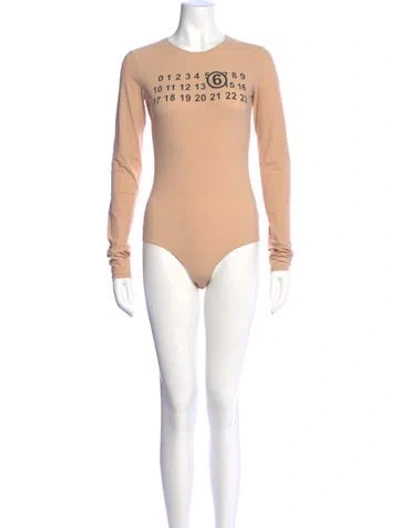 Pre-owned Mm6 Maison Margiela Graphic Print Crew Neck Bodysuit In Neutral