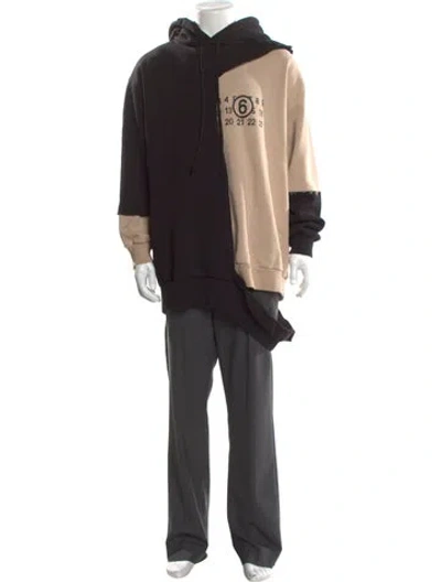 Pre-owned Mm6 Maison Margiela Graphic Print Crew Neck Hoodie In Black