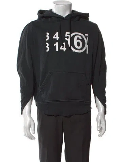 Pre-owned Mm6 Maison Margiela Graphic Print Crew Neck Hoodie In Black
