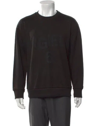 Pre-owned Mm6 Maison Margiela Graphic Print Crew Neck Sweatshirt In Black