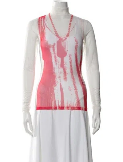 Pre-owned Mm6 Maison Margiela Graphic Print Crew Neck Top In Pink