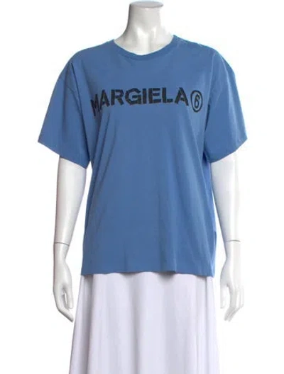 Pre-owned Mm6 Maison Margiela Graphic Print Crew Neck T-shirt W/ Tags In Blue