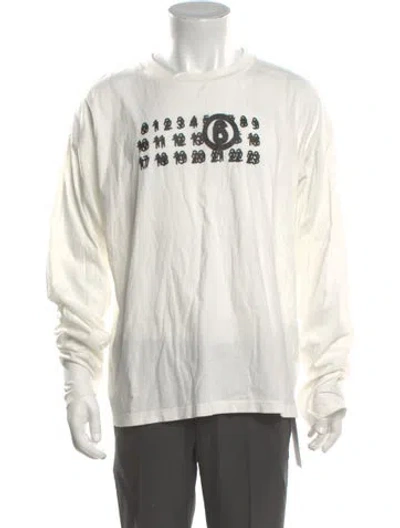 Pre-owned Mm6 Maison Margiela Graphic Print Crew Neck T-shirt W/ Tags In White