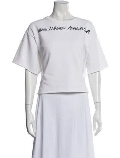 Pre-owned Mm6 Maison Margiela Graphic Print Crew Neck T-shirt In White