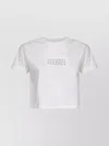 Mm6 Maison Margiela White Jersey Cropped Numeric Signature T-shirt