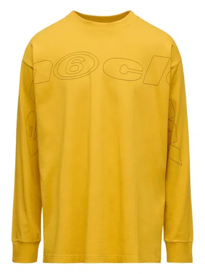Mm6 Maison Margiela Graphic-print Long-sleeve T-shirt In Yellow