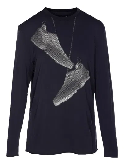 Mm6 Maison Margiela Graphic-print Long-sleeve Top In Blue