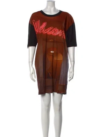 Pre-owned Mm6 Maison Margiela Graphic Print Mini Dress In Orange