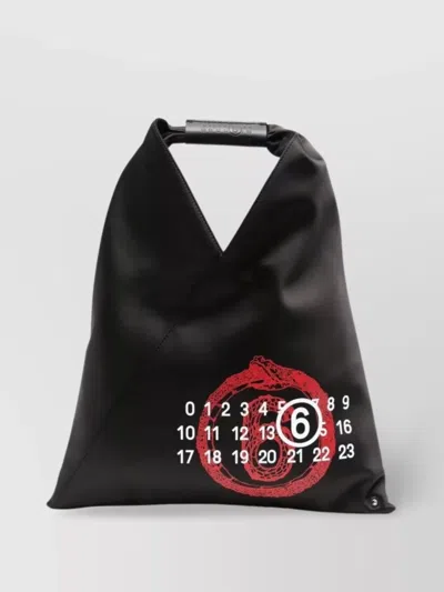Mm6 Maison Margiela Graphic Print Shoulder Bag In Black