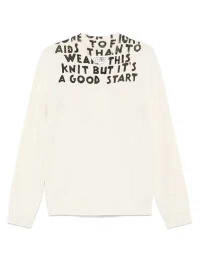 Mm6 Maison Margiela Graphic-print Sweater In Neutrals