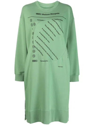 Mm6 Maison Margiela Graphic-print Sweatshirt Dress In Grün