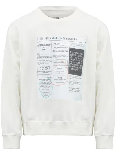 Mm6 Maison Margiela Graphic-print Sweatshirt In Weiss