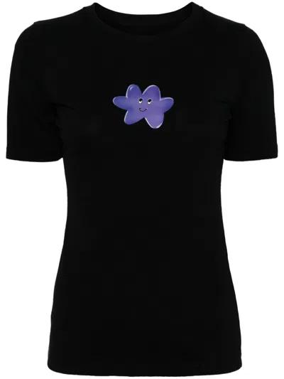 Mm6 Maison Margiela Black Graphic T-shirt In 900 Black