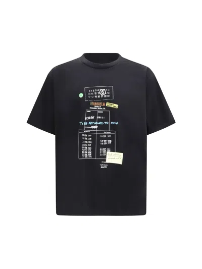 Mm6 Maison Margiela Printed Cotton T-shirt In Black