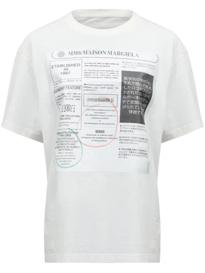 Mm6 Maison Margiela Mm6 By Maison Margiela Maxi Graphic Print White Cotton T-shirt