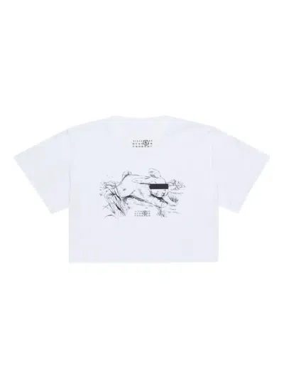 Mm6 Maison Margiela Kids' Graphic-print T-shirt In White