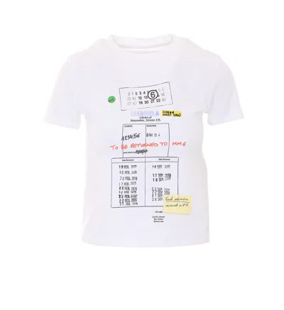 Mm6 Maison Margiela Stretch Cotton T Shirt Short Sleeves Print In White