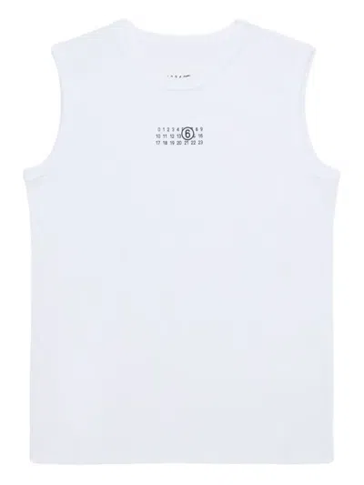 Mm6 Maison Margiela Kids' Graphic Sleeveless T-shirt In White