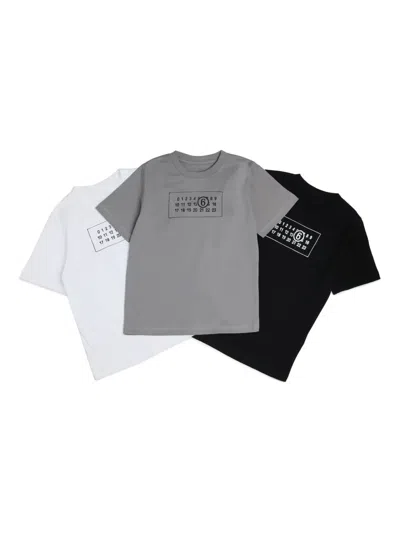 Mm6 Maison Margiela Kids' Graphic T-shirt (pack Of Three) In Gray