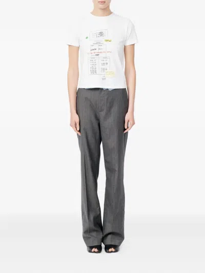 Mm6 Maison Margiela Stretch Cotton T Shirt Short Sleeves Print In White