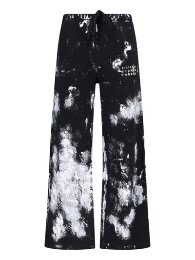 Mm6 Maison Margiela Graphic Wide-leg Lounge Pants In Black