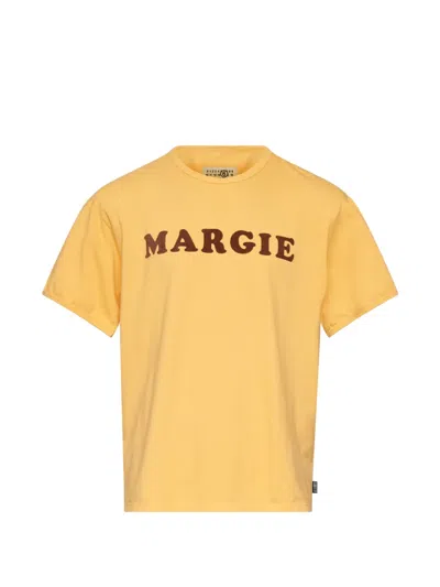 Mm6 Maison Margiela Graphic-print Cotton T-shirt In Yellow
