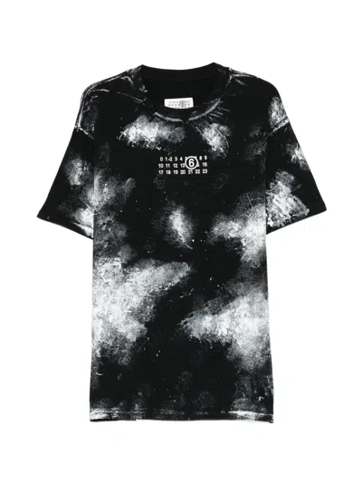 Mm6 Maison Margiela Irregular Painted Short Sleeve T-shirt In Black