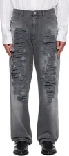 Mm6 Maison Margiela Distressed-frayed Jeans In Gray