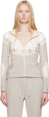 Mm6 Maison Margiela Gray & Off-white Interlock Cotton Jersey Hoodie In 961 Beige/white/grey