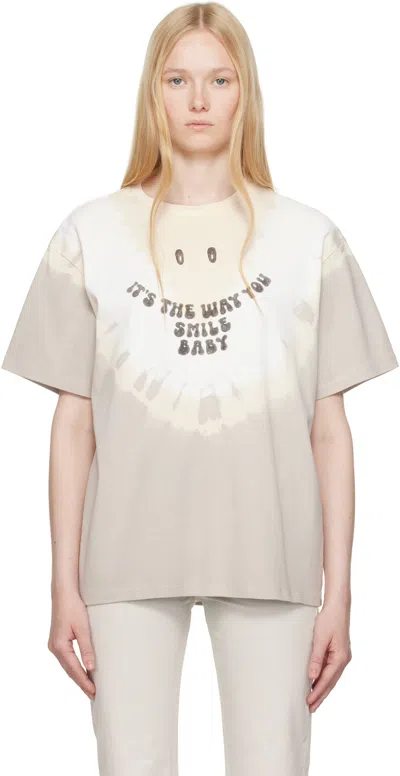 Mm6 Maison Margiela Gray & Off-white Interlock Cotton Jersey T-shirt