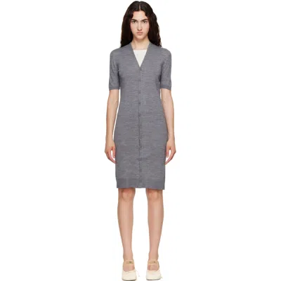 Mm6 Maison Margiela Gray & Off-white Trompe L'oeil Cardigan Midi Dress In 859m Grey Melange