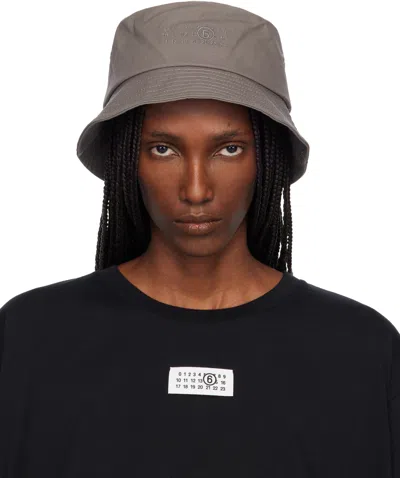 Mm6 Maison Margiela Gray Cotton Canvas Bucket Hat