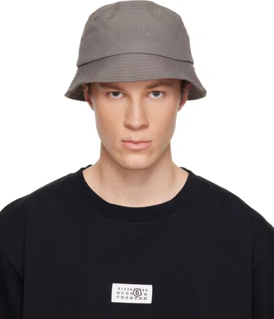 Mm6 Maison Margiela Gray Cotton Canvas Bucket Hat