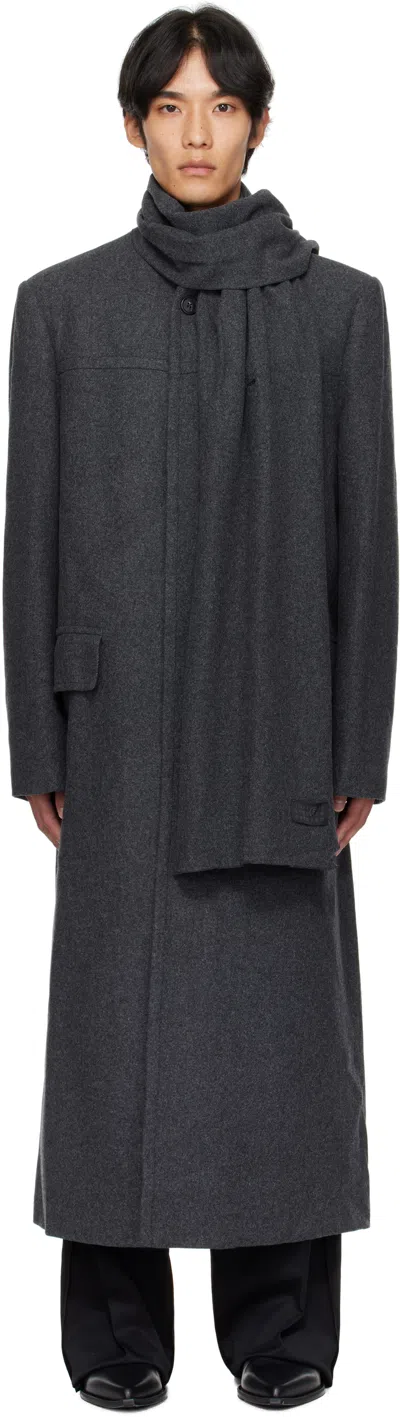 Mm6 Maison Margiela Gray Felted Coat In Black