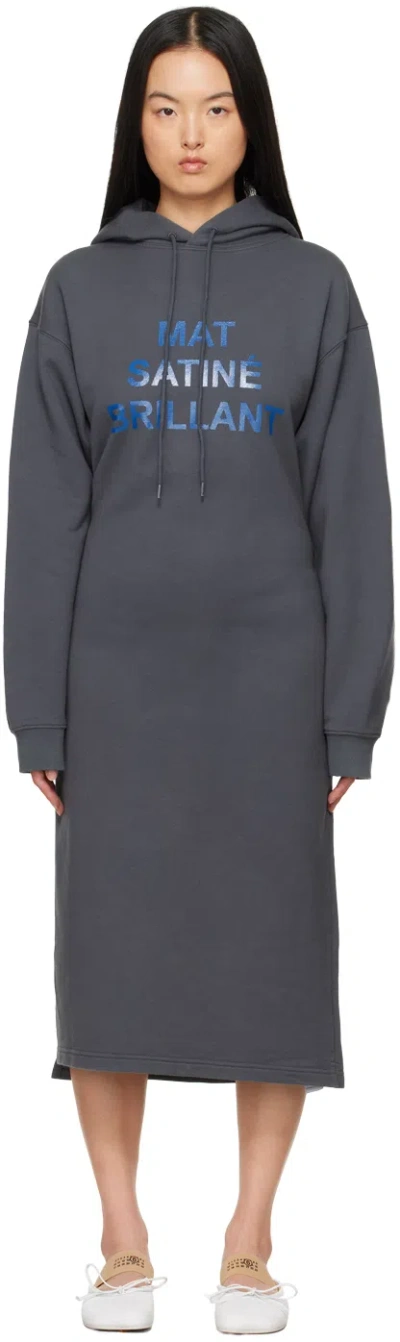 Mm6 Maison Margiela Gray 'mat Satiné Brillant' Midi Dress In 855 Dark Grey