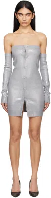 Mm6 Maison Margiela Gray Plastified Knit Minidress In 857s Grey Melange