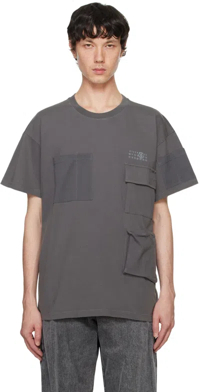Mm6 Maison Margiela Gray Pockets T-shirt In 860 Grey
