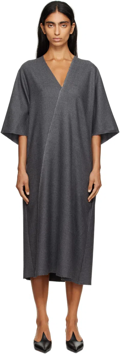 Mm6 Maison Margiela Gray Raw Edge Midi Dress