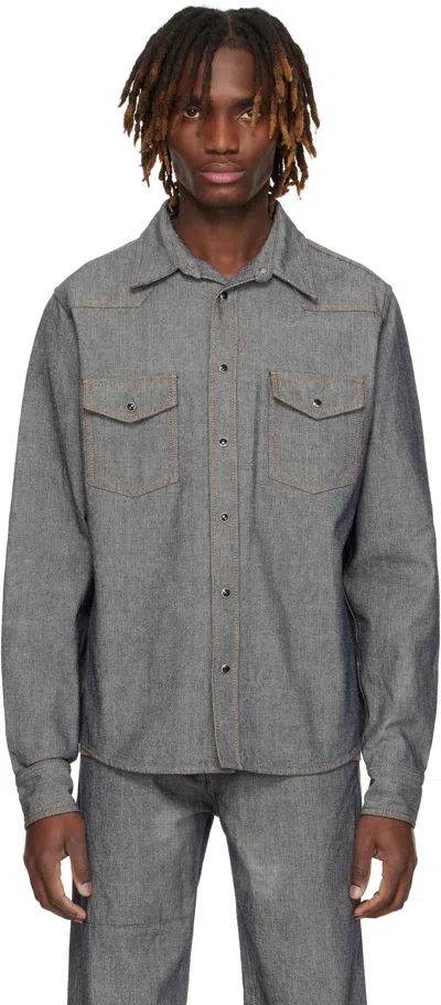 Mm6 Maison Margiela Gray Rinsed Denim Shirt In 961 Grey