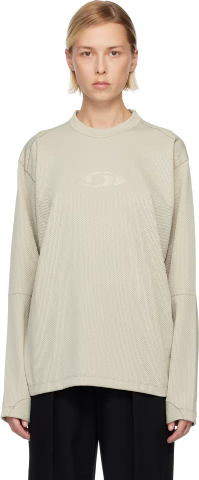 Mm6 Maison Margiela Gray Salomon Edition Jersey Long-sleeved Sweater In Neutral