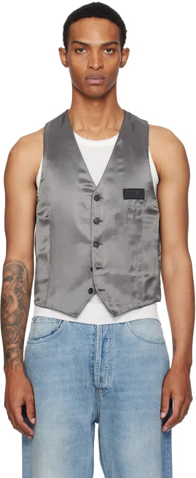 Mm6 Maison Margiela Gray Satin Vest In Green