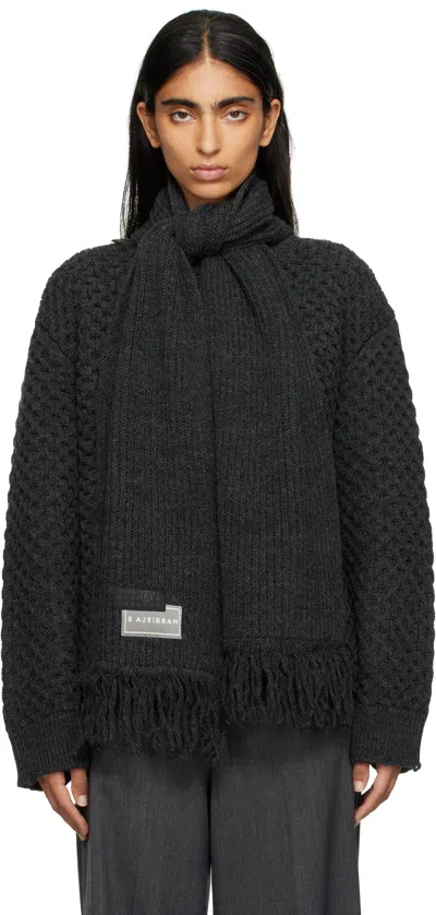 Mm6 Maison Margiela Gray Scarf Knit Sweater In Black
