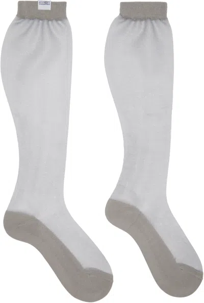 Mm6 Maison Margiela Gray Sheer Knee-high Socks In White