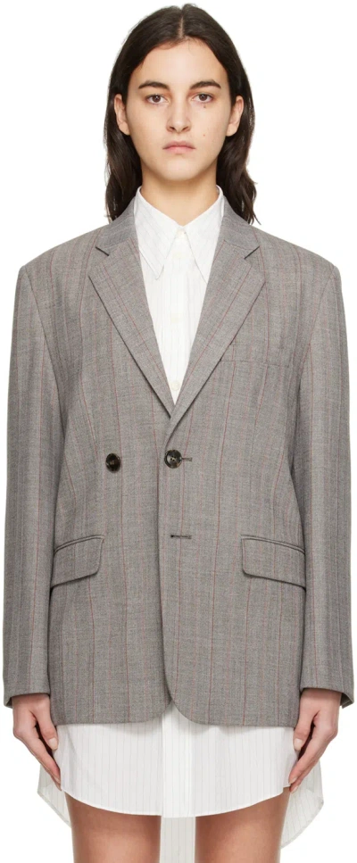 Mm6 Maison Margiela Striped Single-breasted Blazer In Grey