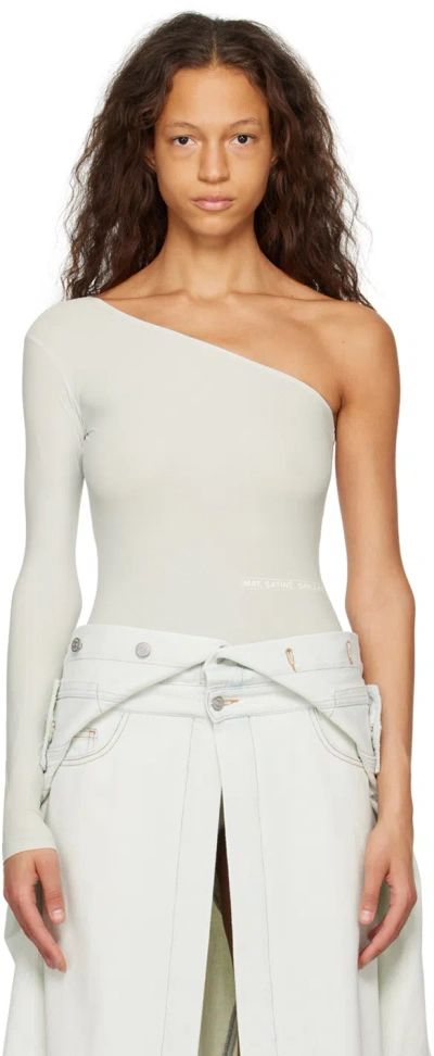 Mm6 Maison Margiela Gray Single-shoulder Bodysuit In 856 Light Grey