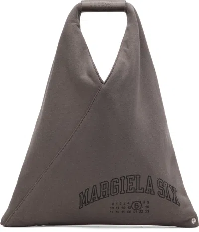 Mm6 Maison Margiela Gray Sweat Varsity Print Small Tote In T8031 Bungee Cord